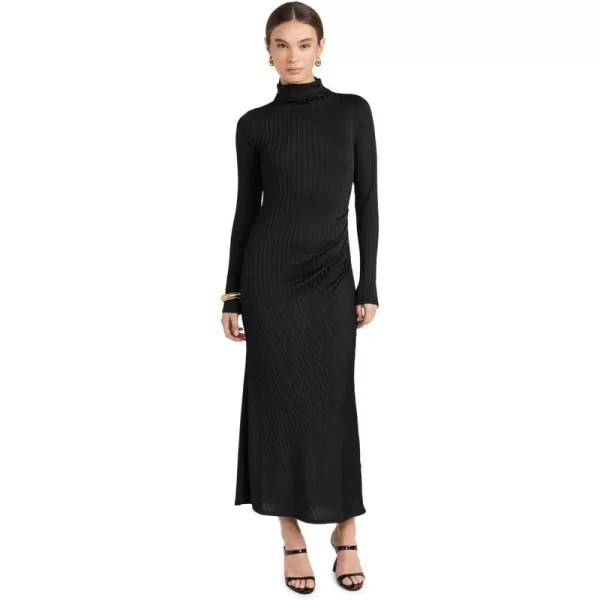 Good American Womens Shine Rib Funnel Tuck Midi DressBlack001