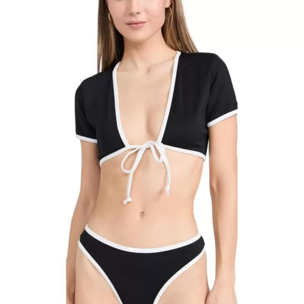 Good American Womens Tie Front Swim TeeBlack001