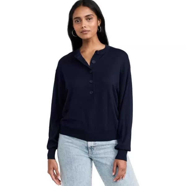 Good American Womens Tissue Weight Henley SweaterBlue Rinse