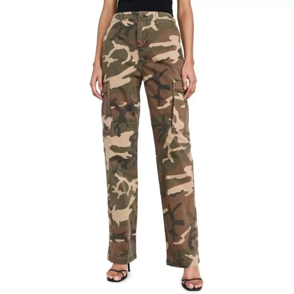 Good American Womens Uniform Cargo PantsFatigue Green Camo