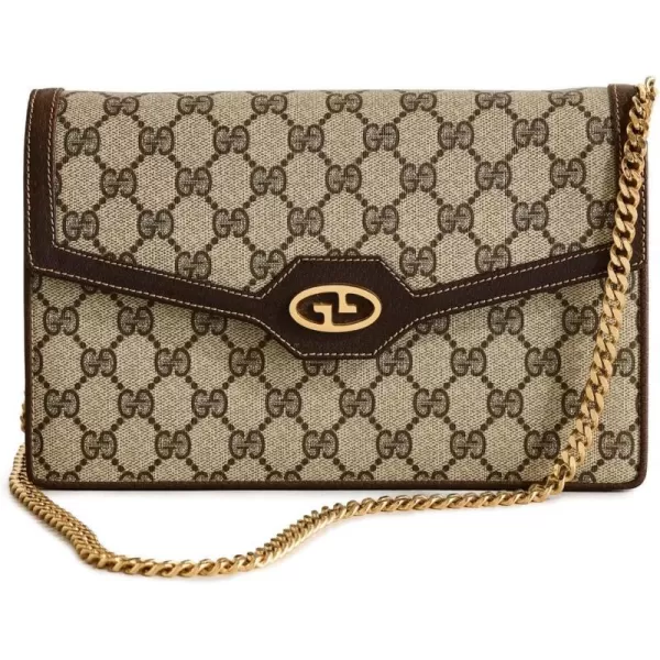 Gucci Womens PreLoved Chain Shoulder Bag GG CanvasNeutral
