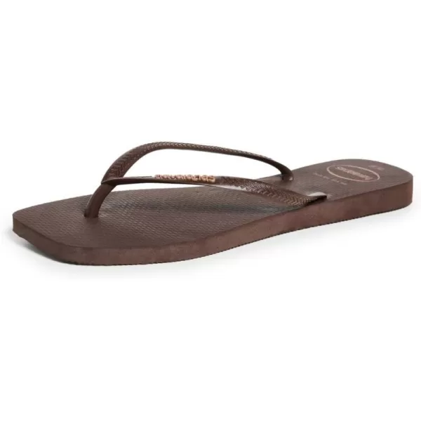 Havaianas Womens Slim Logo Popup Flip FlopsDark Brown