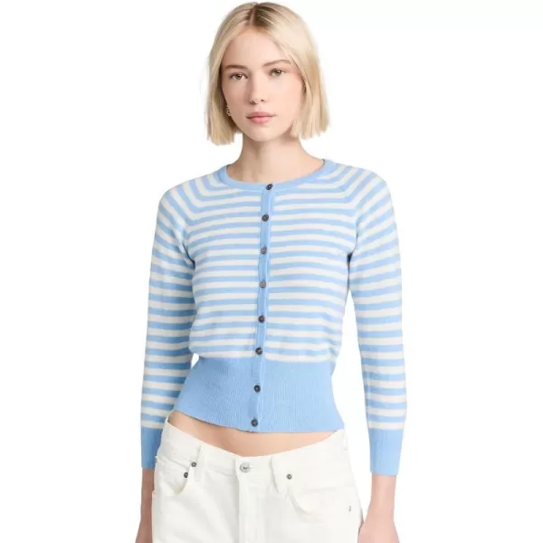 Jumper 1234 Womens Stripe Shrunken Cashmere CardiganWedgewood Cream