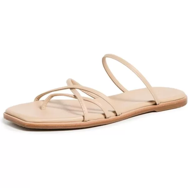 KAANAS Womens Kapok Square Toe Strappy SlidesBeige