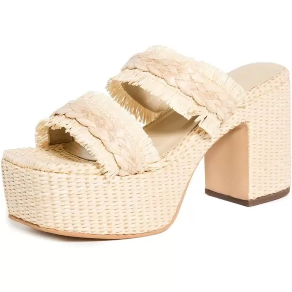 KAANAS Womens Zumaque Frayed Double Band Basket Weave Platform SandalsOat