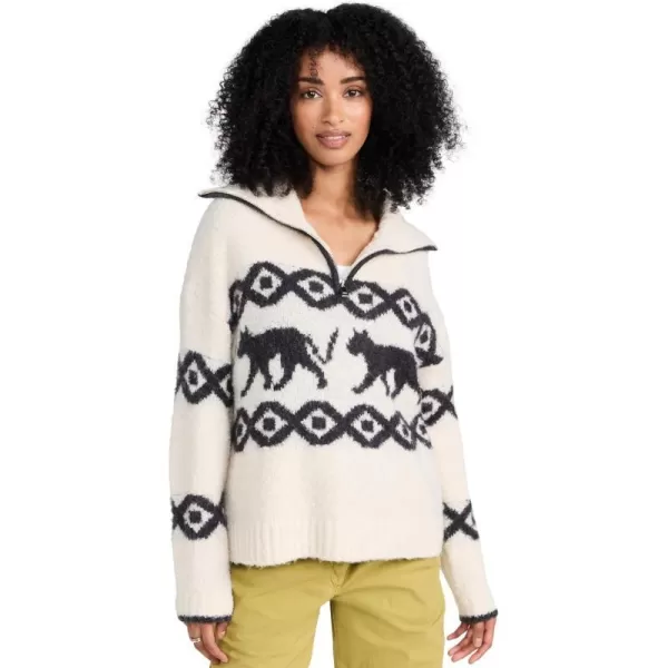 KITRI Womens Uma Boucle Knit SweaterEcru Animal