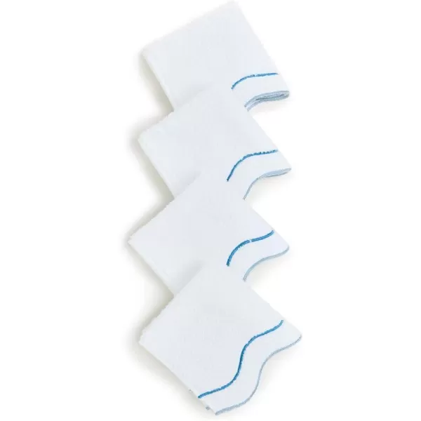 Kassatex Womens Shopbop x Scalloped Washcloth SetWhiteBlue