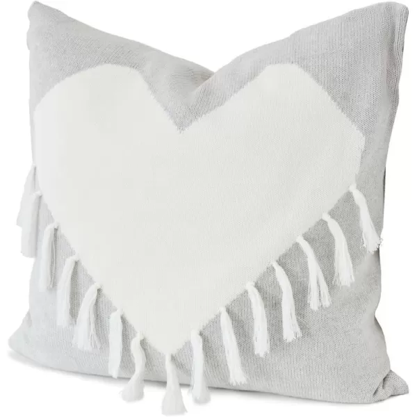 Kerri Rosenthal Womens Fringed KR Heart Sweater Pillow Silver Fox One SizeSilver Fox