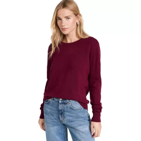 Kerri Rosenthal Womens Patchwork Pullover Cashmere SweaterBurgundy