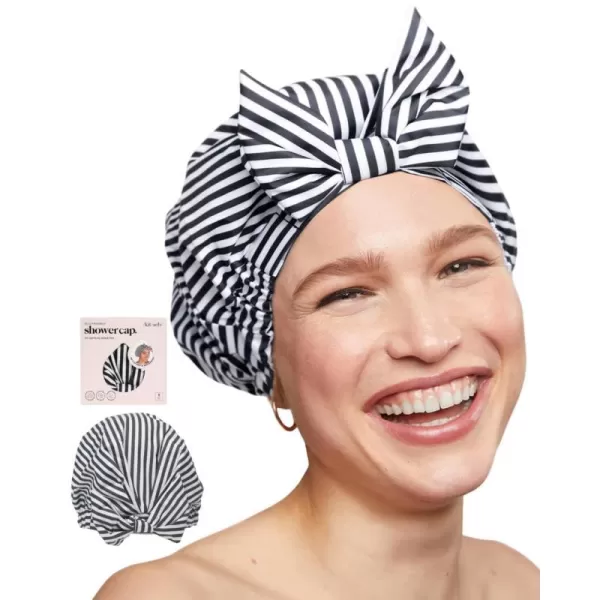 Kitsch Luxury Shower Cap for Women Waterproof  Reusable Shower Cap Hair Cap for Shower Waterproof Hair Shower Caps for Long Hair NonSlip Cute Shower Cap One Size Chic Shower Bonnet  StripeStripe