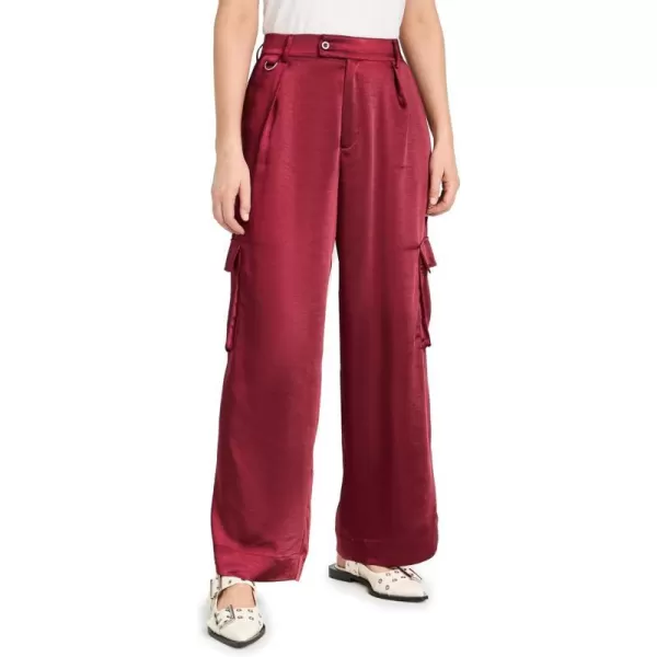 LNA Womens Lou Silky Cargo PantsLambrusco