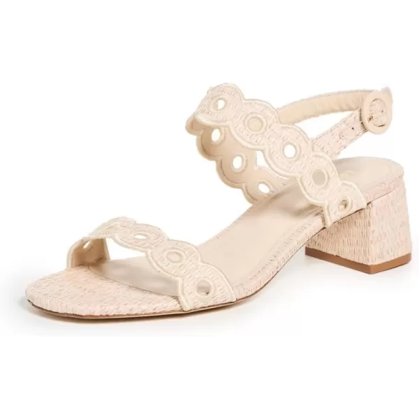 Larroude Womens Florence Broderie Sandal HeelsNatural