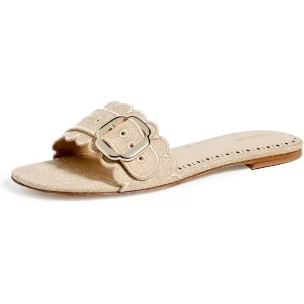 Larroude Womens Ivy Broderie SlidesBeige