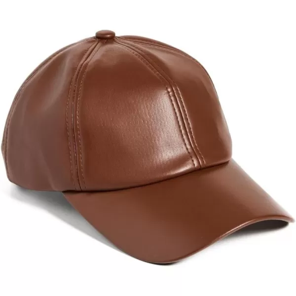 Lele Sadoughi Womens Faux Leather Baseball CapWalnut