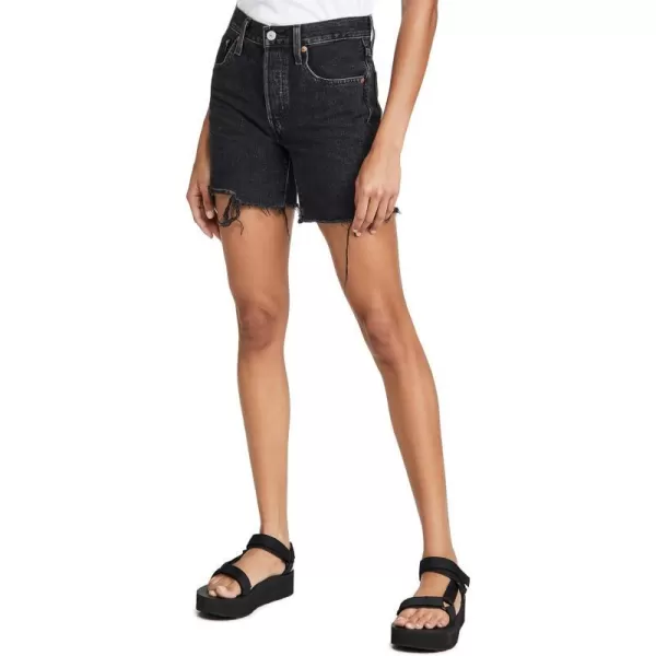 Levis Womens Premium 501 Mid Thigh ShortLunar Black