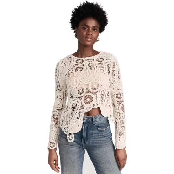 Line  Dot Womens Baja Crochet TopIvory