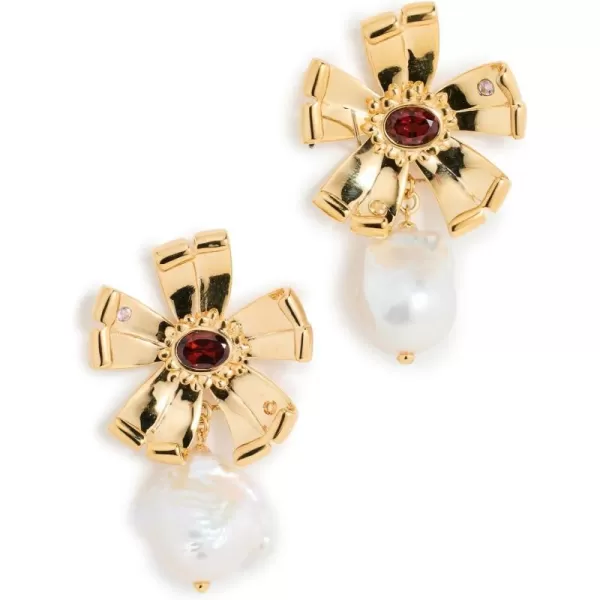 Lizzie Fortunato Womens Lotus Pearl Earrings In GoldMulti