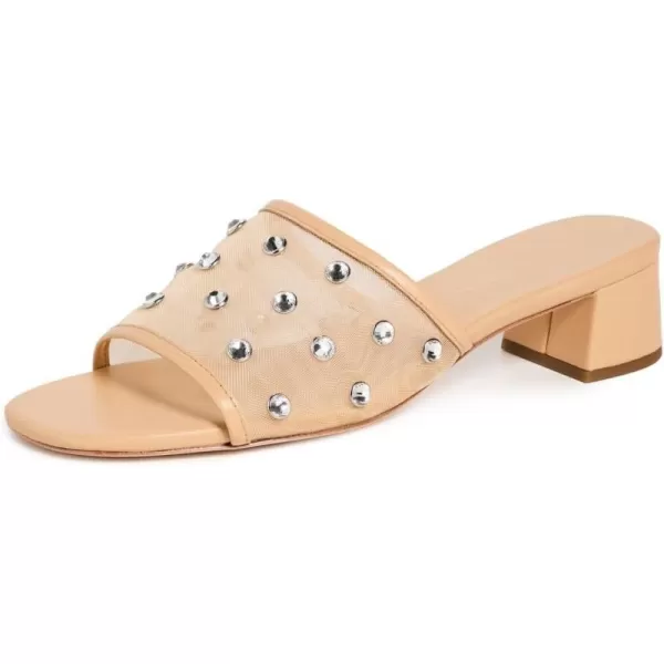 Loeffler Randall Womens Brooke Mesh MidHeel Mule Sandals With Crystal EmbellishmentCaramelClear