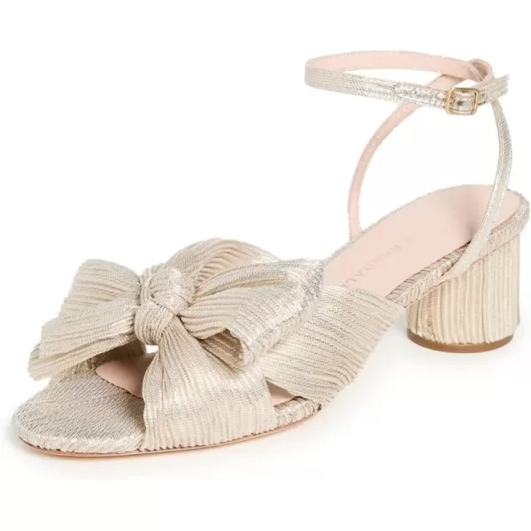 Loeffler Randall Womens Dahlia Pleated Bow HeelsPlatinum Lame