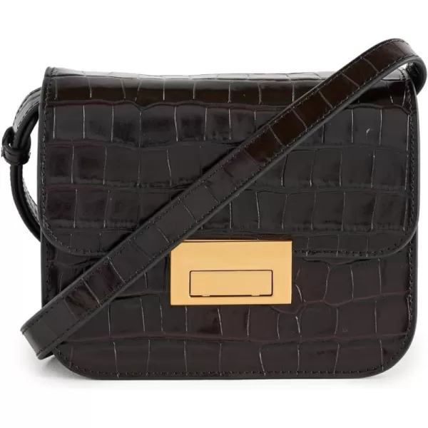 Loeffler Randall Womens Desi Leather Flap CrossbodyEbony