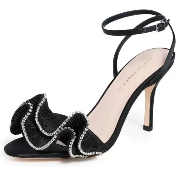 Loeffler Randall Womens Estella Pleated Ruffle High Heel Sandals with Ankle StrapBlackCrystal