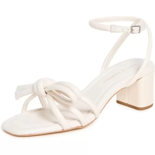 Loeffler Randall Womens Leather Bow MidHeel SandalsWhite