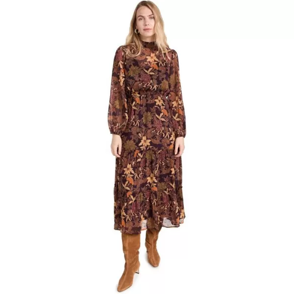 Lost  Wander Womens Wild Bergamot Long Sleeve Maxi DressBurgundy