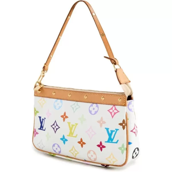 Louis Vuitton Womens PreLoved Louis Vuitton White Coated Canvas Pouchette White One SizeWhite