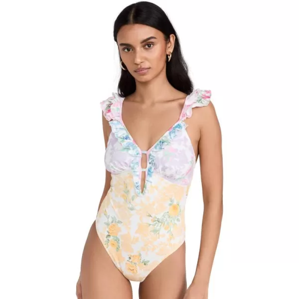 LoveShackFancy Womens Tibbie One Piece SwimsuitRainbow Clouds