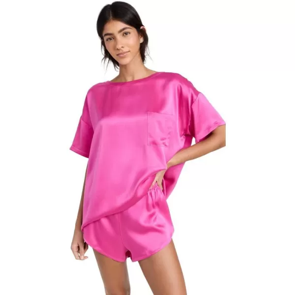 Lunya Womens Washable Silk Tee SetCaffeinated Pink