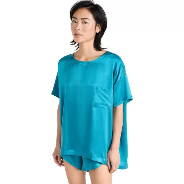 Lunya Womens Washable Silk Tee SetSlope Teal