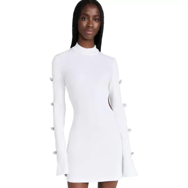 MACH amp MACH Womens Cutout Mini Dress with Crystal BowsWhite