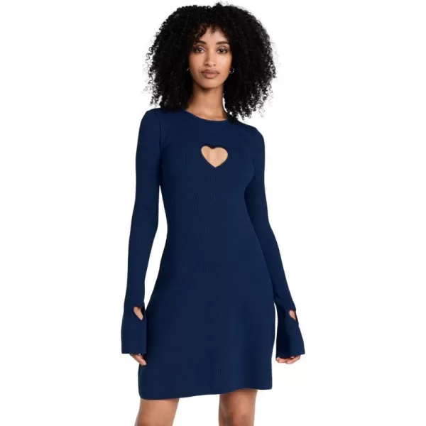 MACH amp MACH Womens Rib Knitted Dress with Heart DetailsNavy Blue