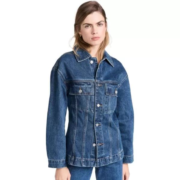 MOON RIVER Womens Mid Length Denim JacketBlue