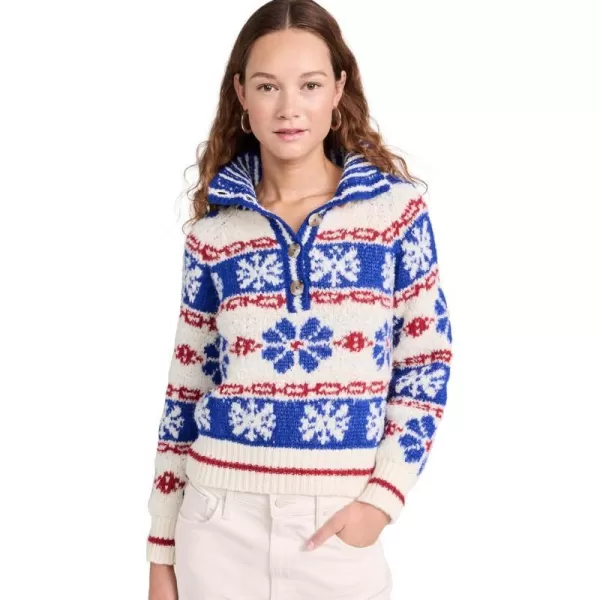 MOTHER Womens The Buttoned Funnel SweaterSnow Daze