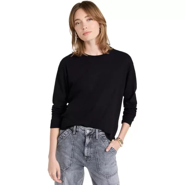 MOTHER Womens The Long Sleeve Slouchy Cut Off TeeBlack