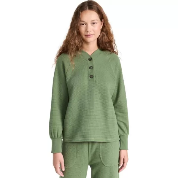 MWL by Madewell Womens Chunky Waffle Henley SweatshirtFaded Palm