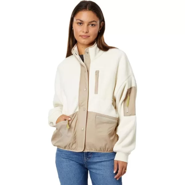 MWL by Madewell Womens Drapey Sherpa Buick JacketColor Block Antique Cream