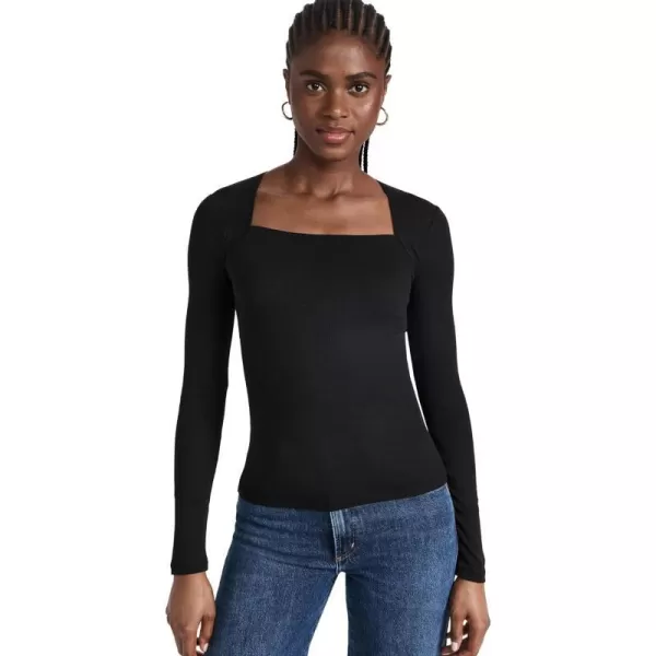 Madewell Womens Angled Neck Long Sleeve TopTrue Black