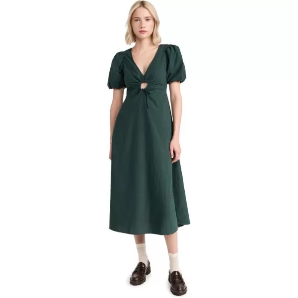 Madewell Womens Poplin Cutout PuffSleeve Midi DressDark Palm