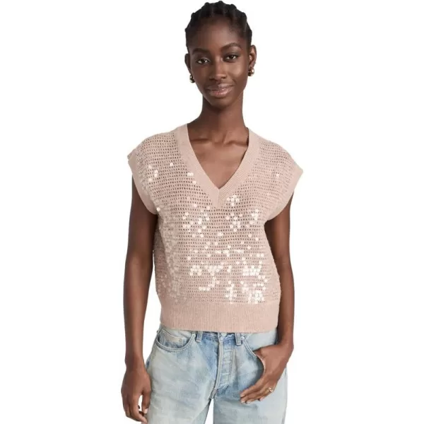 Madewell Womens SequinEmbellished Sweater VestHeather Tawny