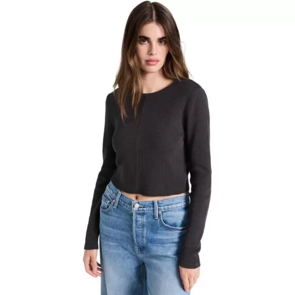 Madewell Womens Waffle Long Sleeve TeeCoal