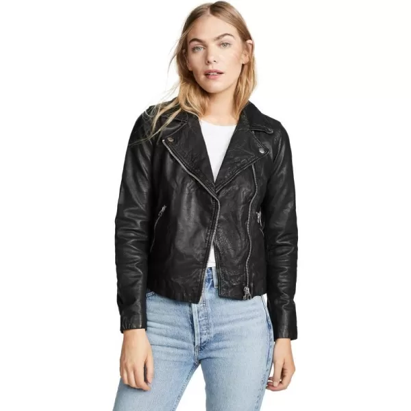 Madewell Womens Washed Leather Motorcycle JacketTrue Black