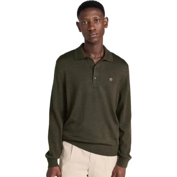 Maison Kitsune Mens Fox Head Patch Polo JumperKhaki