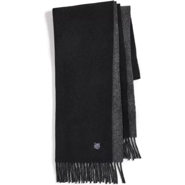 Maison Kitsune Mens Fox Head Patch ScarfBlackCharcoal