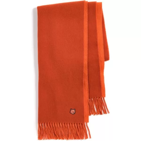 Maison Kitsune Mens Fox Head Patch ScarfBurnt RedRust