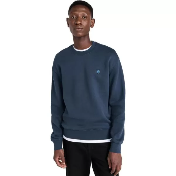 Maison Kitsune Mens Tonal Fox Head Patch Comfort SweatshirtInk Blue