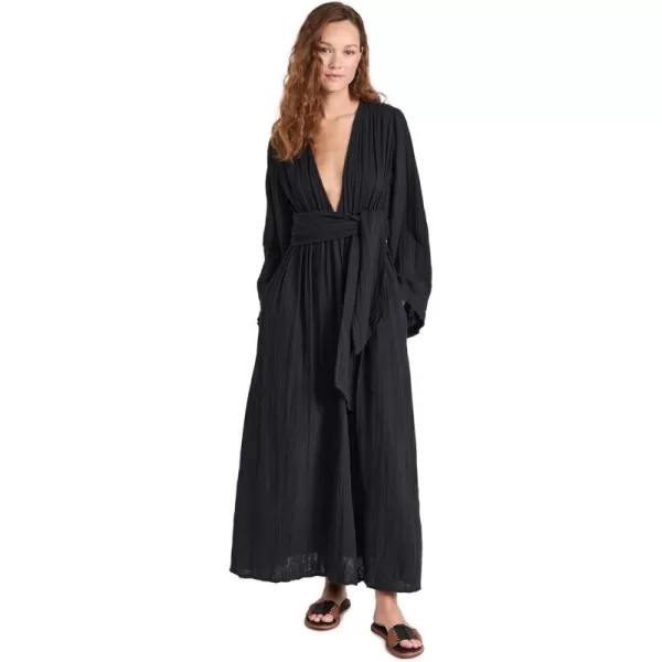 Mara Hoffman Womens Blair Long Sleeve DeepV Maxi DressBlack