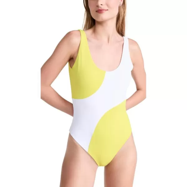 Mara Hoffman Womens Jodi One Piece SwimsuitWhite Green