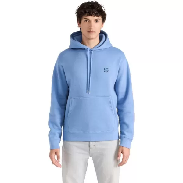 Mens Bold Fox Head Patch Comfort HoodieHampton Blue